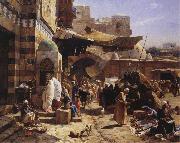 Gustav Bauernfeind Market in Jaffa oil on canvas